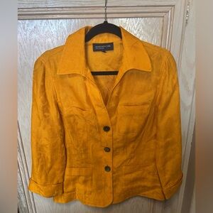 Jones New York Women's‎ Marigold Yellow Orange Linen Blazer